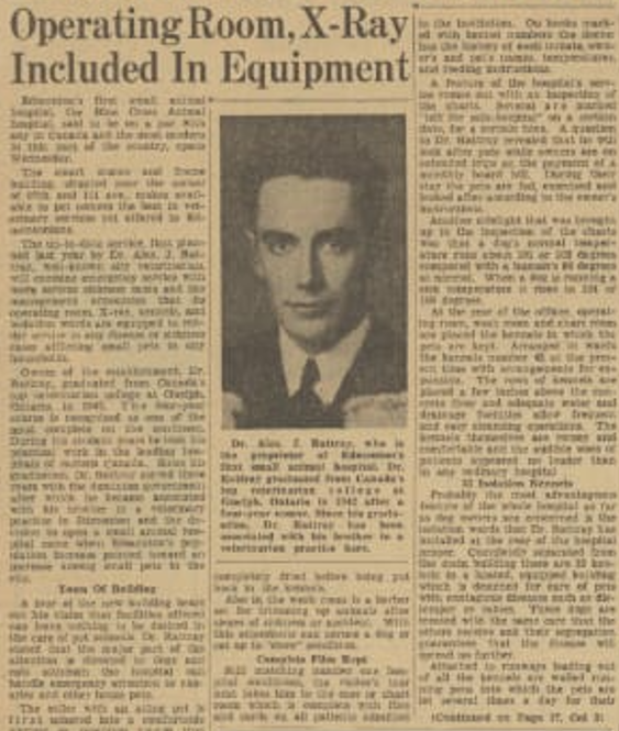 Newspaper clipping about the hospital's operating room and X-ray equipment